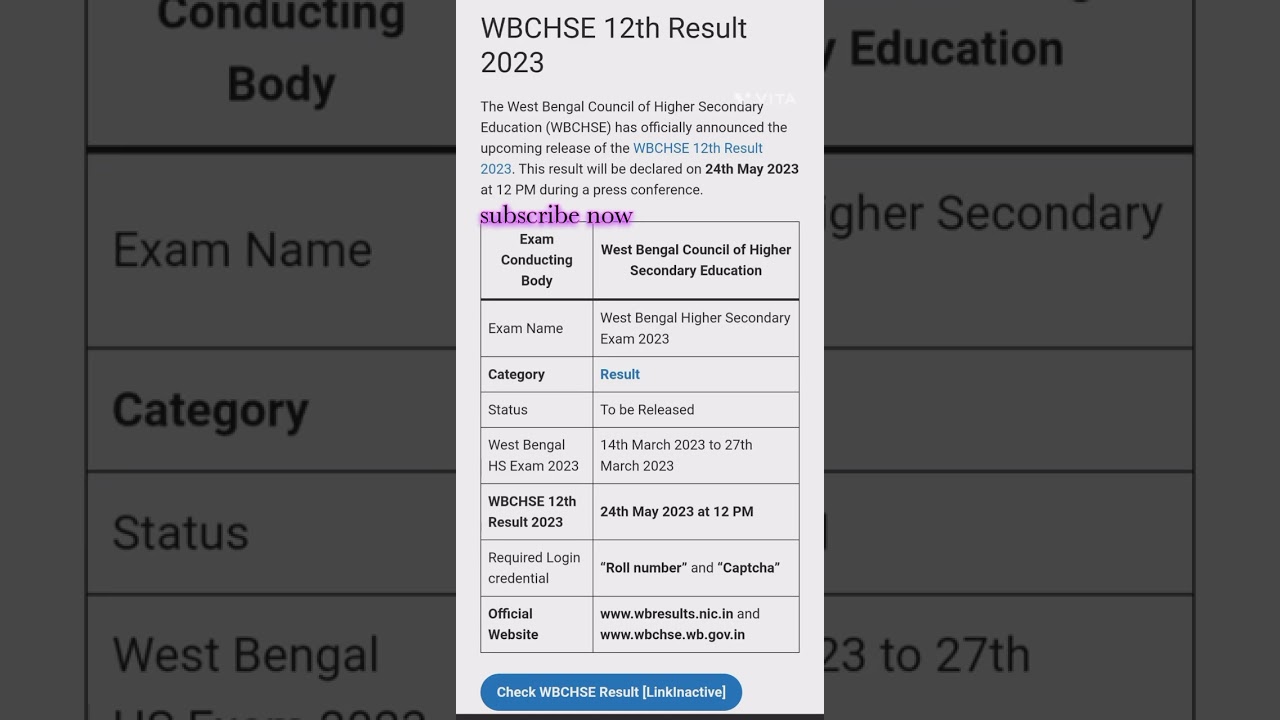 WBCHSE 12th Result Date 2023The West Bengal HS Results 2023 will be declared.