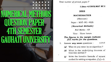 Mathematics honours cbcs question paper 2022ll4th semester(Numerical Methods)