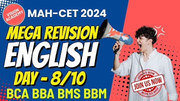 English Grammar Mega Revision Series for MAH-B.BCA BBA BMS BBM CET 2024 - Day 8 🔴 LIVE