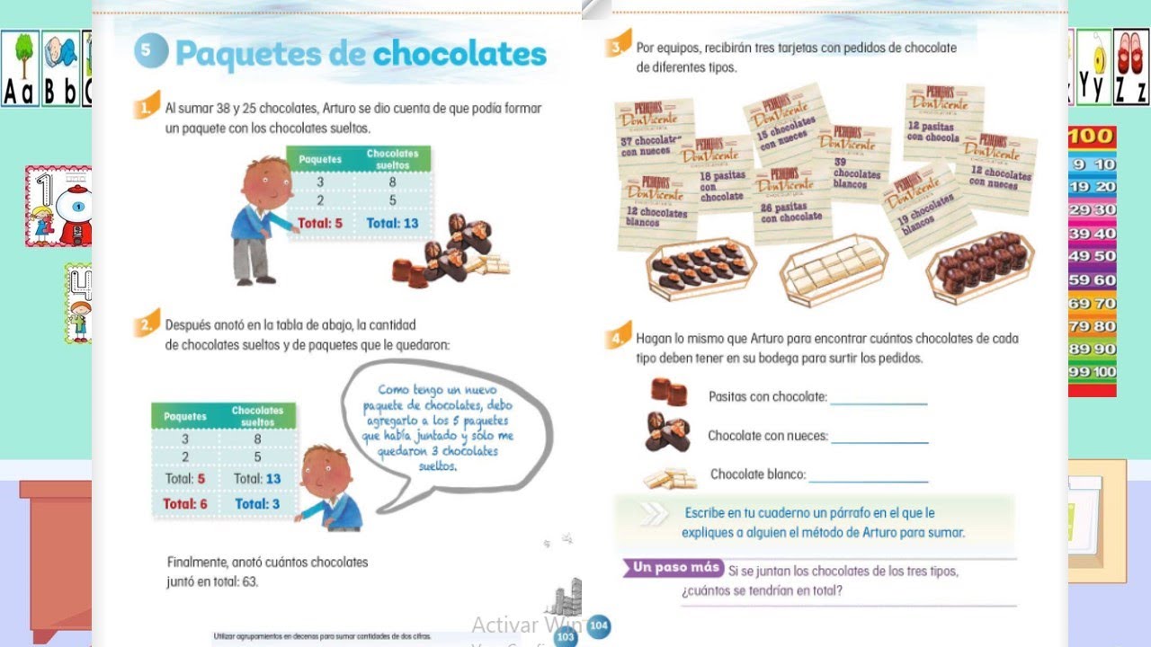 Paquetes de chocolates. 2°grado. Matemáticas. Págs 103-104 - YouTube