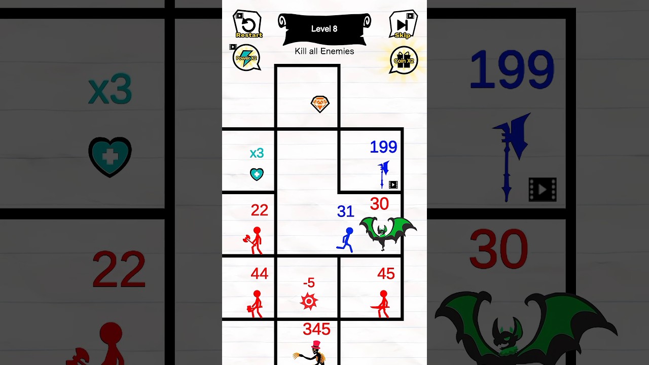 Stick Battle:Mighty Tower Game shorts video 🗿 Level 8