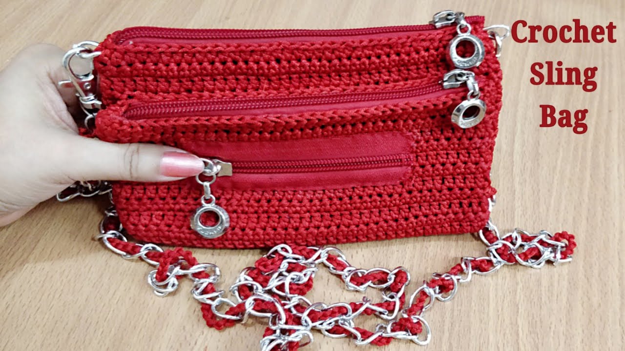 Trendy Crochet Sling Bag / Purse / Pouch Double Pocket Easy n Quick ...