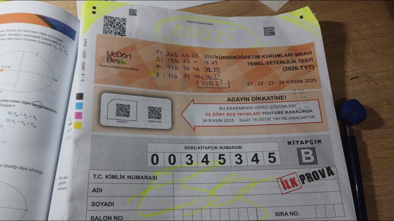 345 İLK PROVA TG SONUCUM