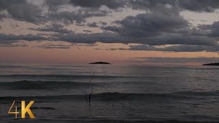 Relaxing waves during a lake view sunset in 4K for Sleep, Insomnia, Meditation, or Study