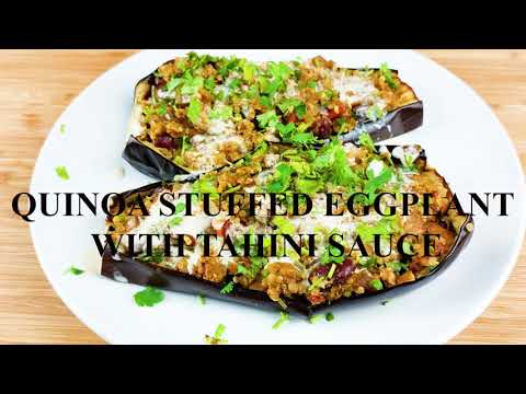 FAST & EASY DISHES GREEK GRILLED SHRIMPS BOWL W/VEGGIES & BROWN RICE / QUINOA STUFFED EGGPLANT