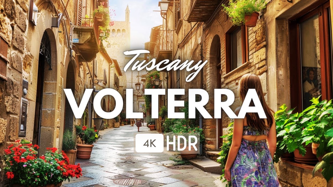 Вольтерра, Италия 🇮🇹☀️ Средневековое сокровище Тосканы! [4K HDR]