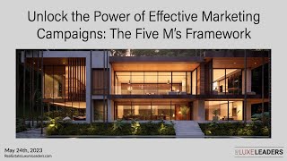 Celebrity Unlock the Power of Effective Marketing Campaigns: The 5 M's Framework Wealth