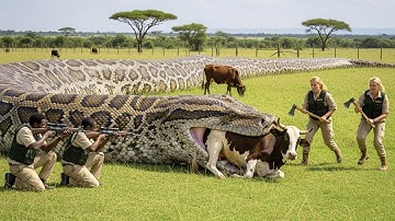 Courageous Rescue Team Rushes to Save a Pregnant Dairy Cow from Giant Python!