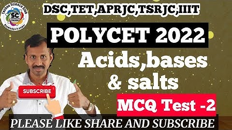 POLYCET - 2022 | MCQ practice test - 2 | Acids,bases & salts