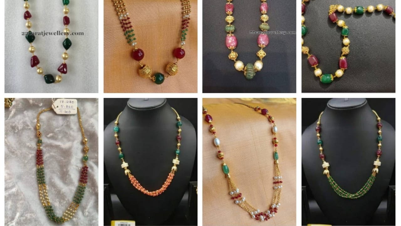 22ct Multicolor chain Designs With Weight||Lightweight beads Jewellery With Weight||New Necklace