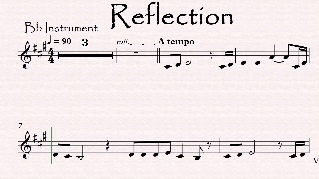Reflection Play along Sheet Music YouTube