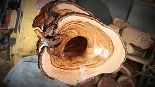 wood turning How to turn a triple natural edge olive wood vase