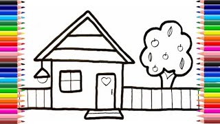 How to draw House 🏘️|Learn easy house drawing for toddlers, let's draw together step by step