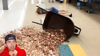 falling with 30,000 pennies..