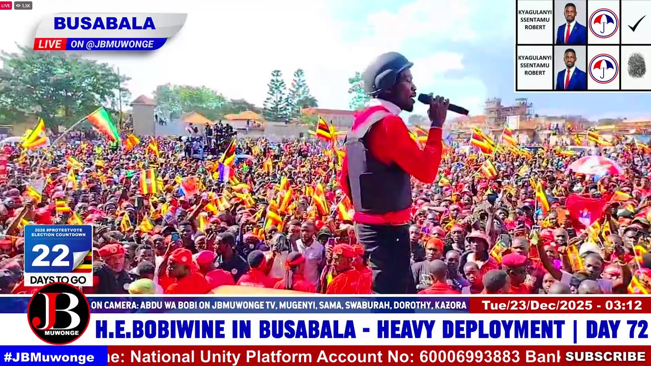 H.E. Bobiwines Powerful Speech in Busabala - Makindye Sabagabo as Police and army listens