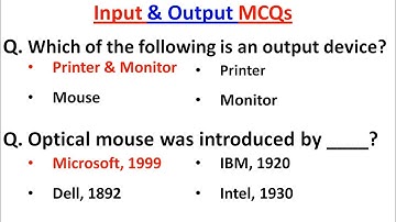 Top 50 Input and Output Devices MCQ Question | Input-Output Processor MCQ