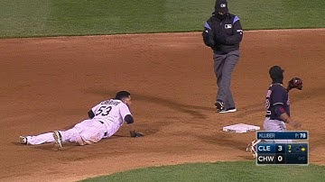 CLE@CWS: Chisenhall throws out Melky at second base