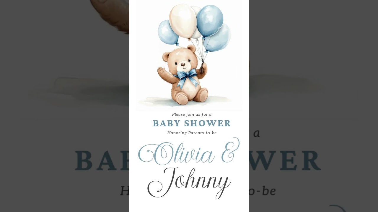 BLUE WE CAN BEARLY WAIT BABY SHOWER EVITE