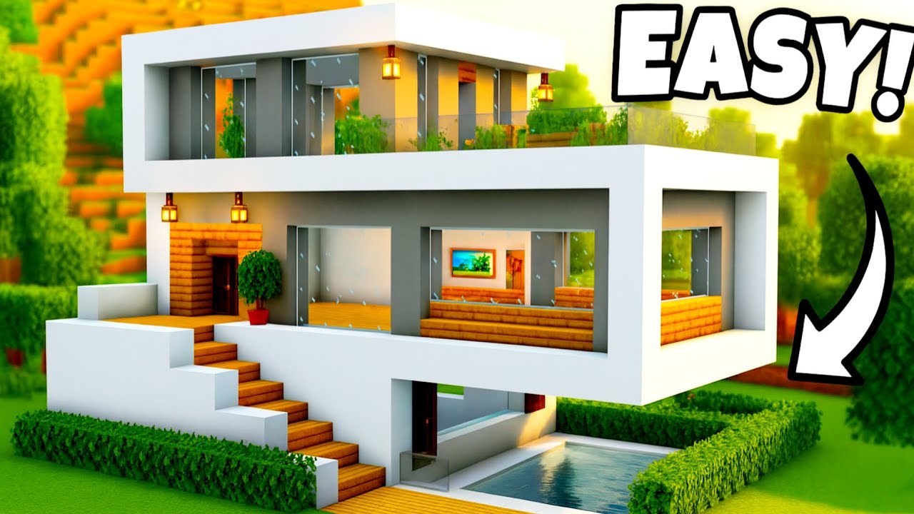 Minecraft Easy House Tutorial 😍 | Beginners Must Try - YouTube