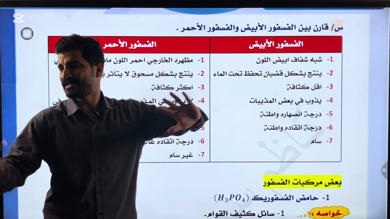 كيمياء الثالث متوسط الفسفور ختام الفصل السابع الاستاذ كاظم سعيد الخزرجي