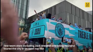 Man City celebrate treble win with parade and party in Manchester city centre