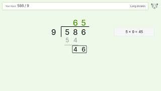 Long Division Problem 586/9: Step-by-Step Video Solution