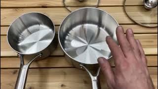OXO Mira Tri Ply Stainless Steel, 1 5QT and 3QT Saucepan Pot Set Review, Even heat, thick tri ply