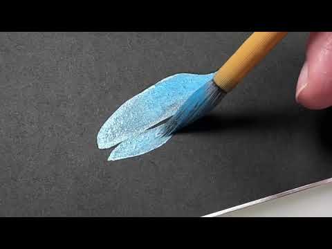 Metallic Blue Liquid Sumi Ink - swatch on black paper