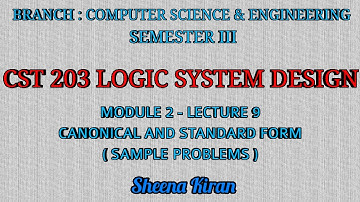 Module 2 - Lecture 9 - Solved Examples of Canonical & Standard Form || Sheena Kiran