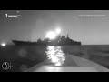 Nighttime Video Appears To Show Ukrainian Naval Drone Hitting Russian Warship
