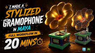 I made a stylized Gramophone in Maya | Full workflow in 20 min..