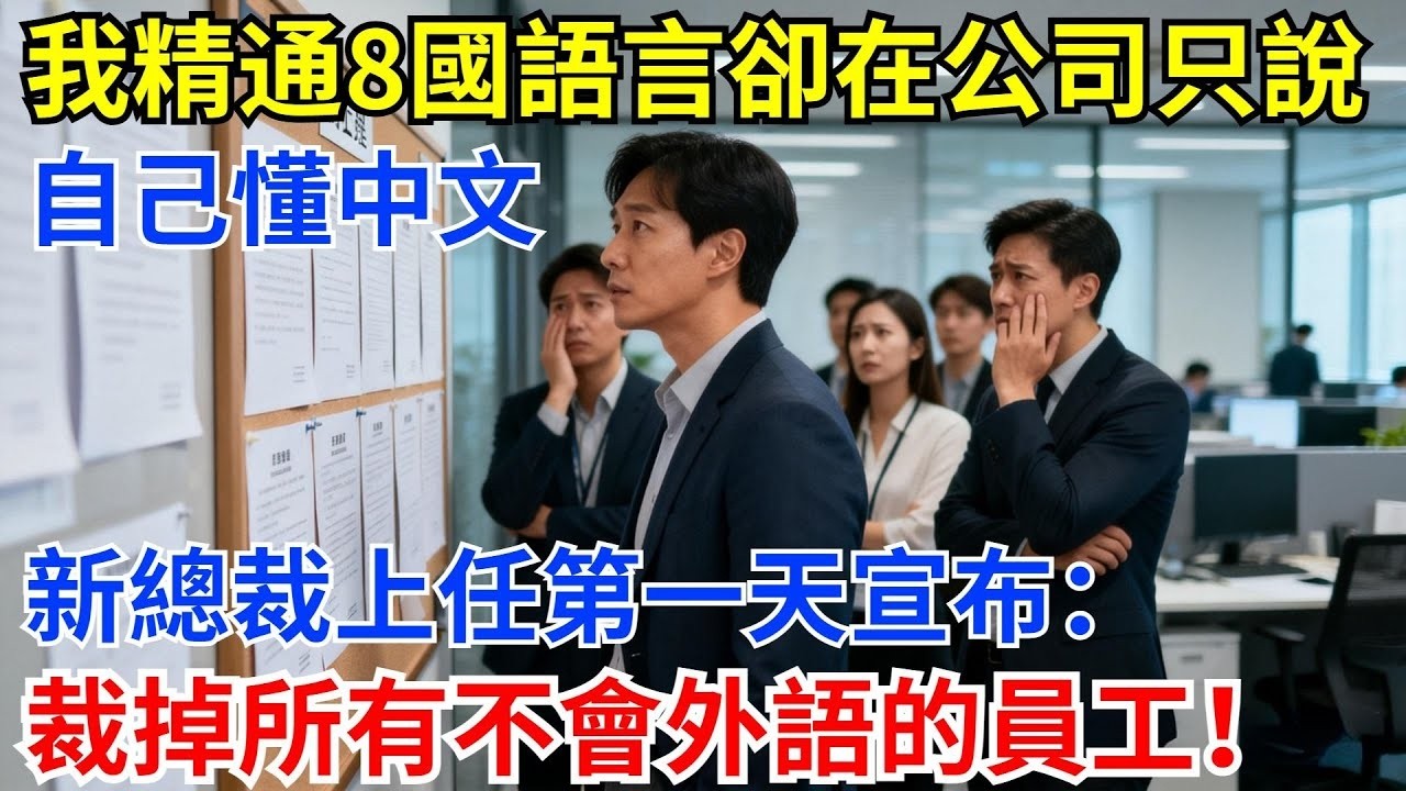 我精通8國語言，卻在公司只說自己懂中文，新總裁上任第一天宣布：裁掉所有不會外語的員工！#奇聞 #奇聞軼事 #人生感悟 #職場 #男頻故事#爽文