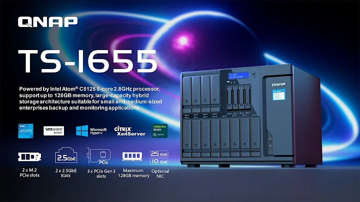TS-1655: Centro de Armazenamento Híbrido com Intel Atom C5125 para backup e vigilância de PMEs