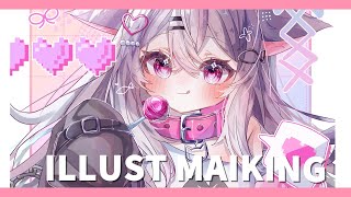 Speed Painting】ふわふわ猫耳少女 🩷 御手洗こもるさん| Commission