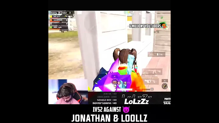 1v2 Against @JONATHANGAMINGYT & @LoLzZzGaming 😈 | A 6 Millions Youtubers 🥵 |#bgmi #shorts #yt20