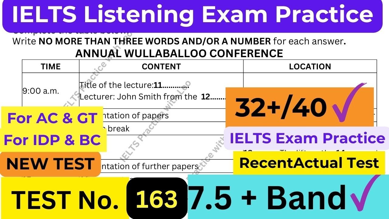 IELTS Listening Practice with Answers [Real Exam 163] - YouTube