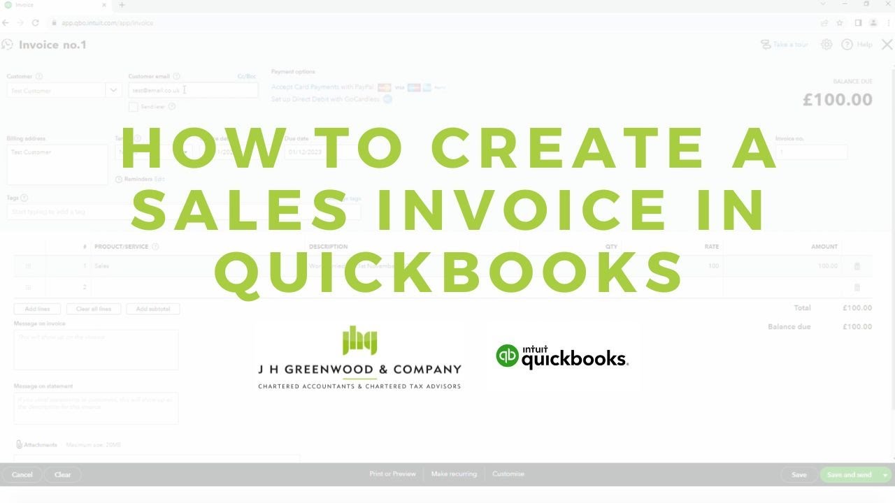 How to Create a Sales Invoice in QuickBooks - YouTube