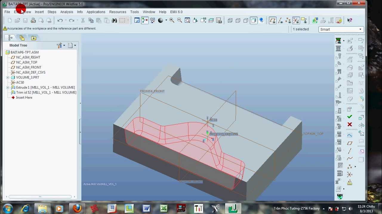 CAM-PRO/ENGINEER-Bài tập 6 - Trần Phúc Tường - YouTube