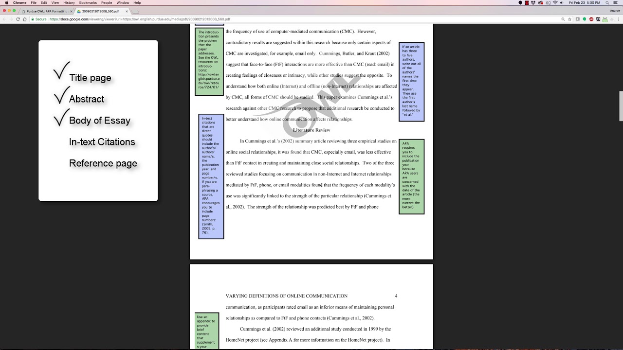 purdue owl apa article review example