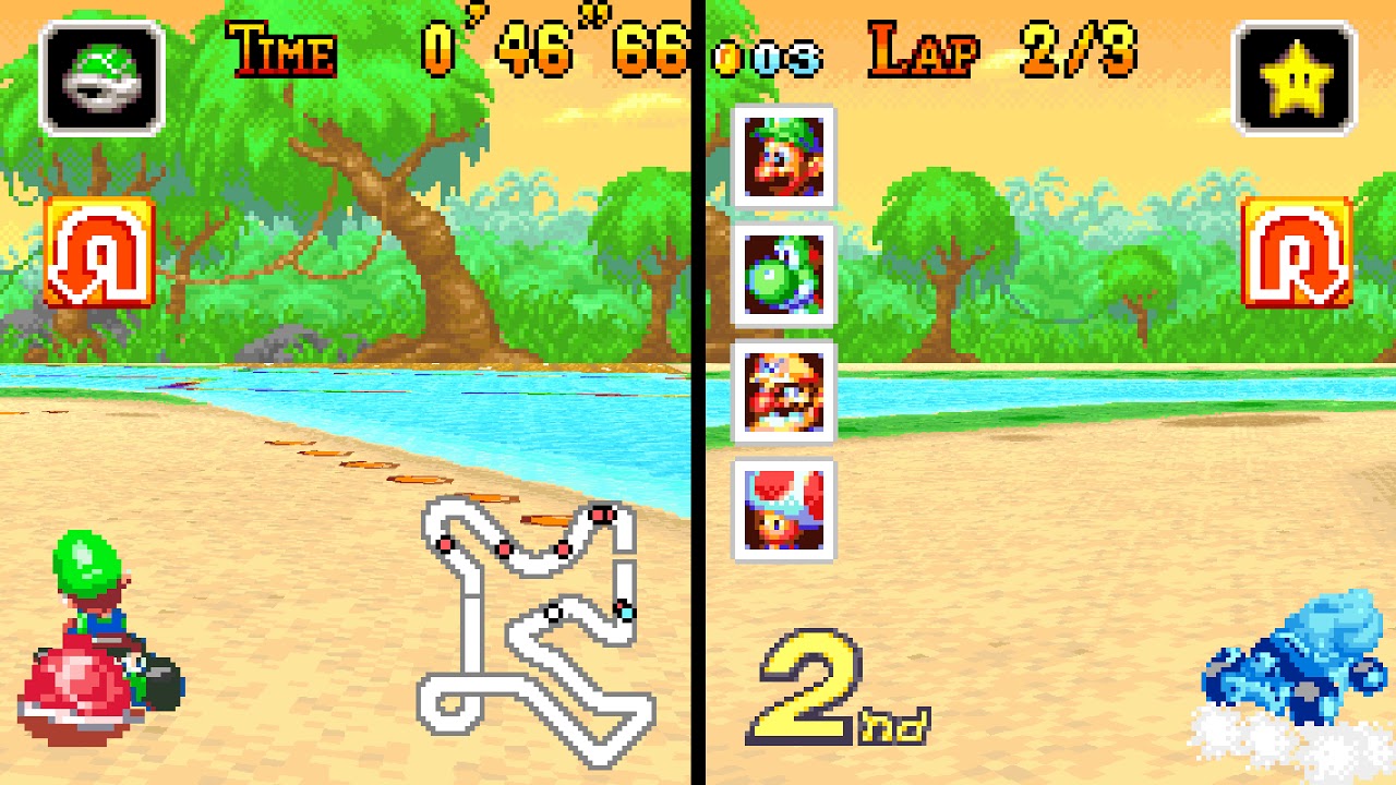 Mario Kart: Super Circuit Mushroom Cup 150cc 2 player 60fps