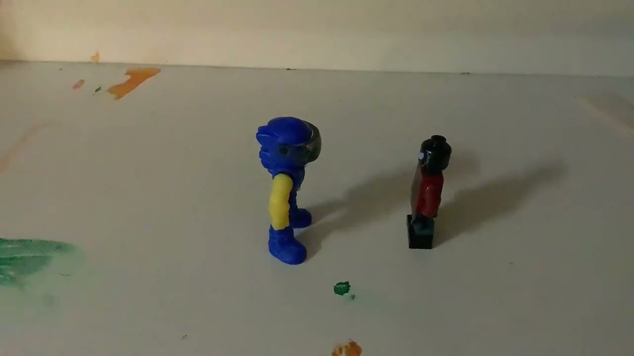 Super cool stop motion animation that is about Spider-Man fighting with a blue astronaut