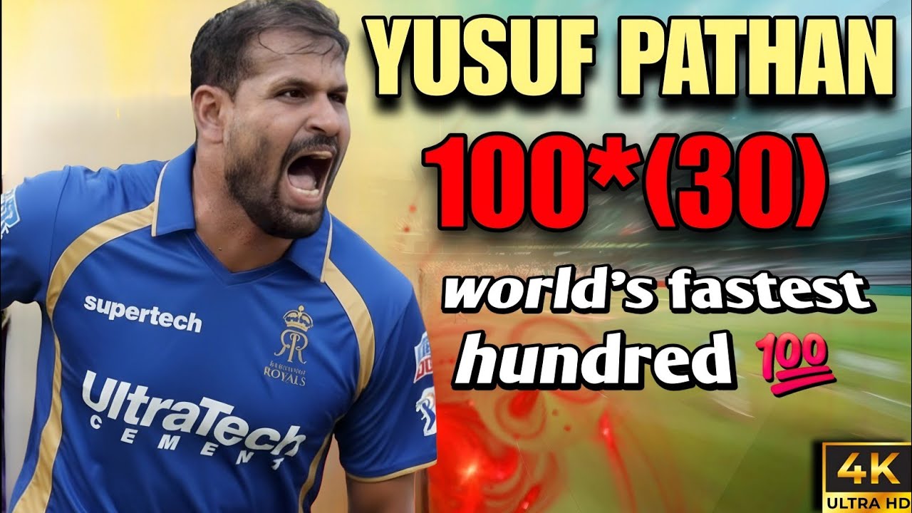 Самый быстрый сенчури в IPL | Юсуф Патан: 100 очков за 30 мячей. Лучшие моменты | IPL 2010 | ipl ...