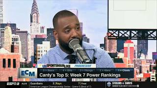 Details Canty's Top 5 Week 7 Power Rankings: 1. Chiefs, 2. 49ers, 3. Vikings, 4. Bills, 5. Bears Update