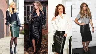 The most gorgeous and demanding office wear leather skirts designs ideas for ladies