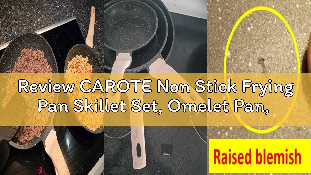 Review CAROTE Non Stick Frying Pan Skillet Set, Omelet Pan, Healthy Non Toxic Granite Chef Pan, Indu