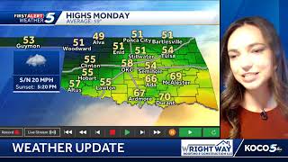 Meteorologist Taylor Cox shows temperatures in the 60s today with lots of sunshine.