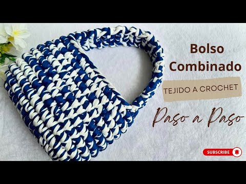 🔥Bolso combinado/Tendencia/ Tejido con trapillo/ punto bajo| paso a paso