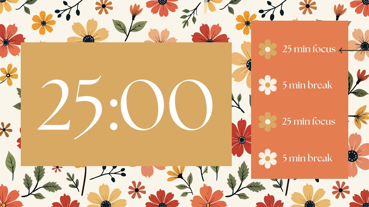 2 x 25 Minute Pomodoro Timer + 5 Min Break | Aesthetic Study With Me | Deep Work Session (No Music)