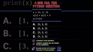 99% Fail This Python Quiz! 🐍 Can You Get It Right? | Python Interview Question #1 #shorts