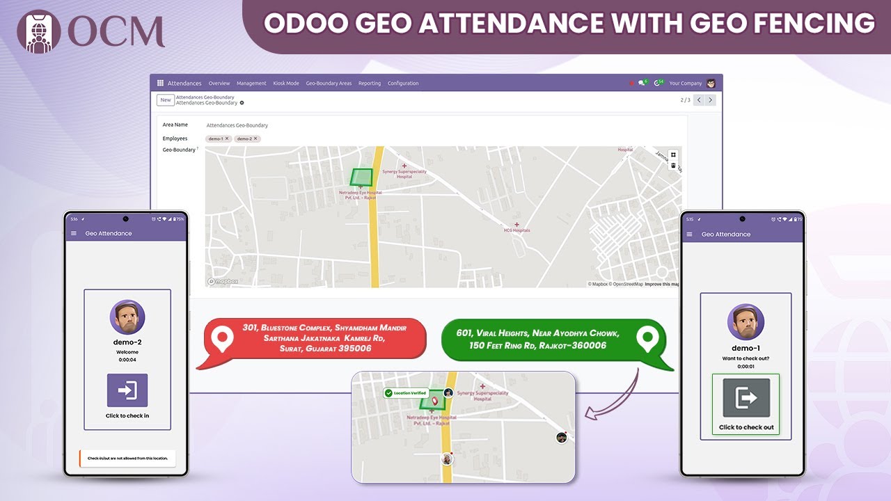 Odoo Mobile Geo Attendance | GPS Attendance, Geo-Fencing & Field ...